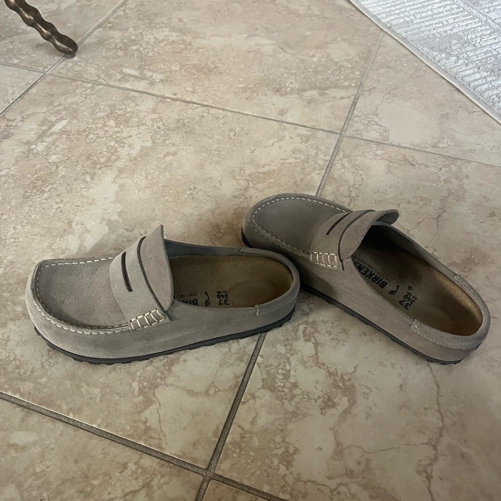 Birkenstock Beige Suede Clogs